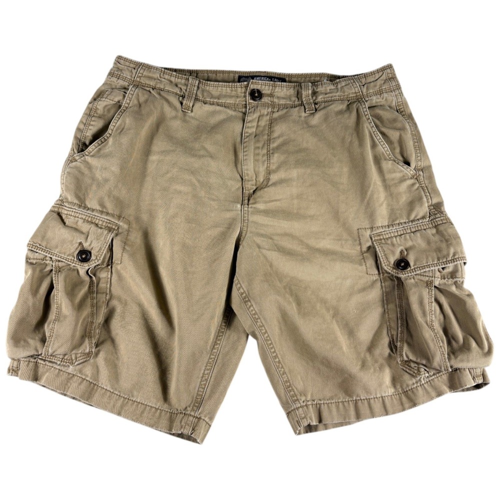 VTG American Eagle Cargo Shorts Men 36 Tan Khaki Relaxed Durable Workwear Grunge